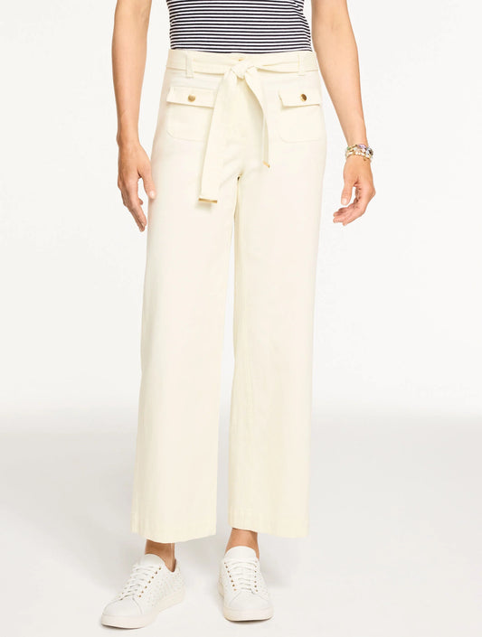 Wide Ankle Belted Twill Pants