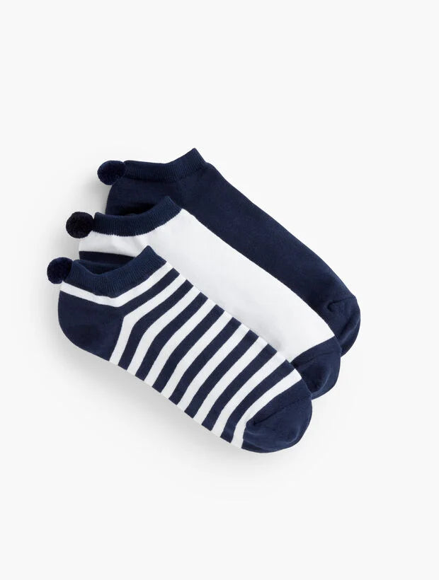 Three Pair Pom Pom Socks