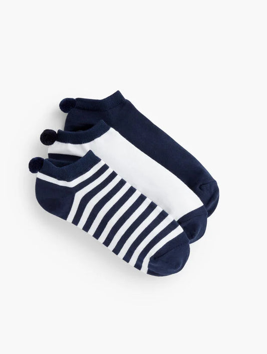 Three Pair Pom Pom Socks