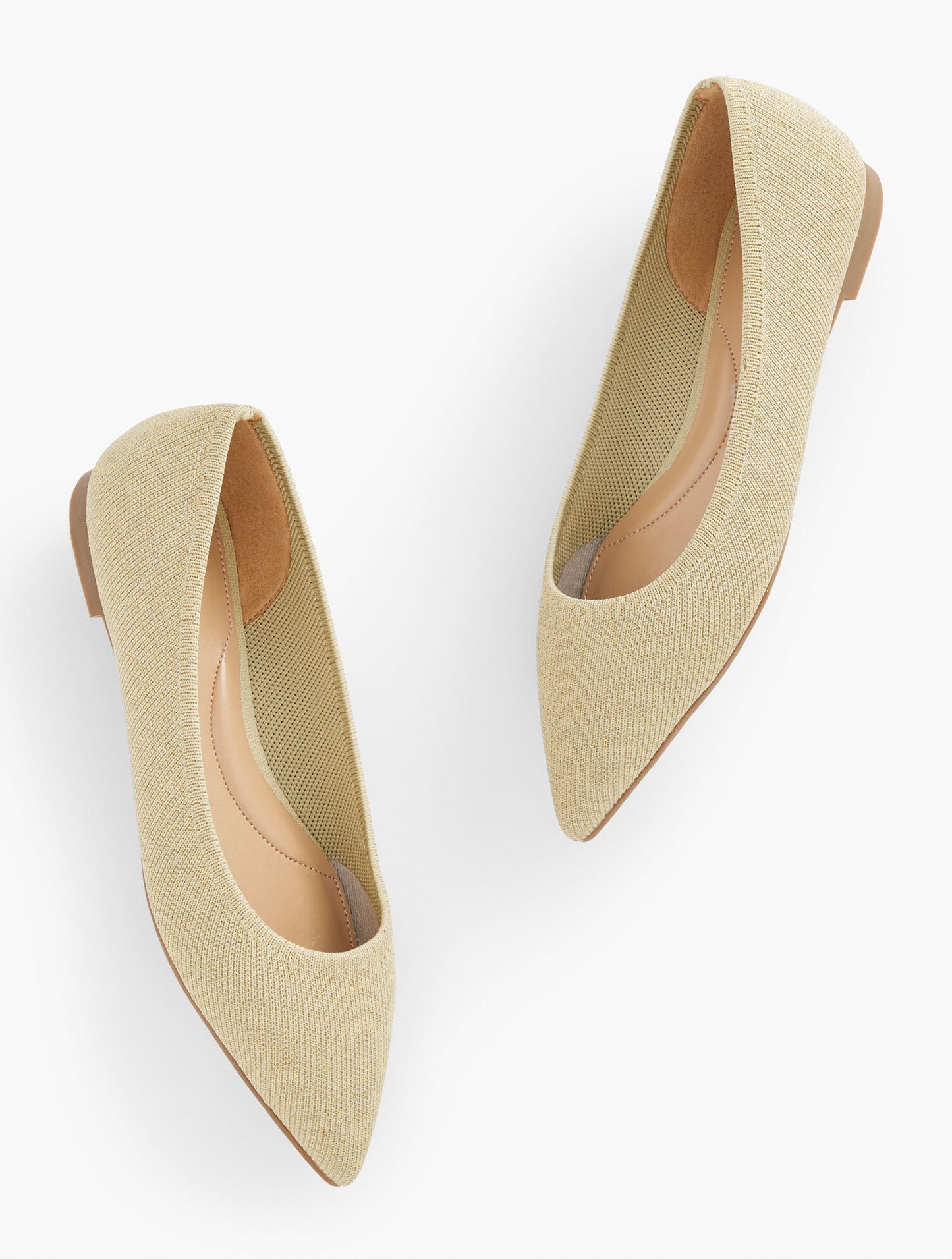 Edwin Knit Pointed Toe Flats - Metallic