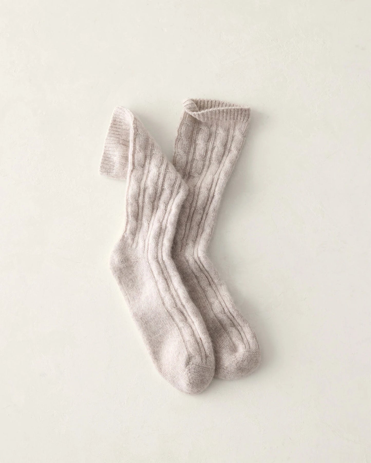 Cashmere Blend Cable Knit Socks