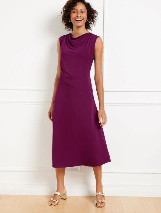 Cowl-Neck Matte Jersey Dress