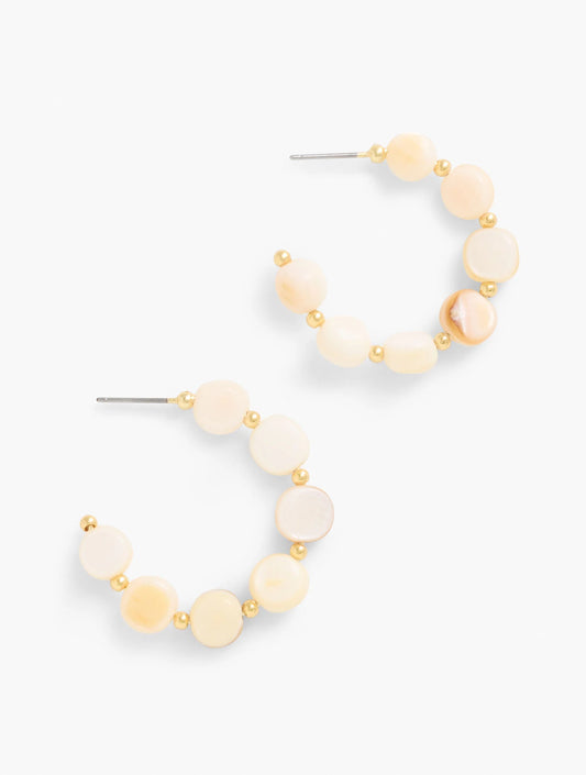Mother-of-Pearl Beaded Hoop Earrings