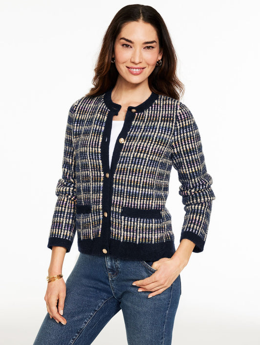 Sparkle Tweed Crewneck Cardigan