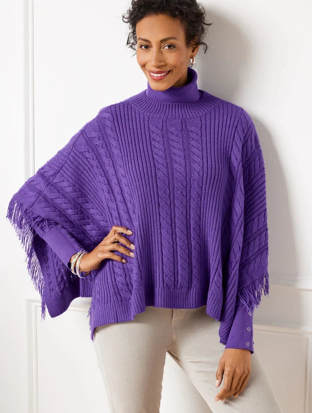 Cable Knit Poncho