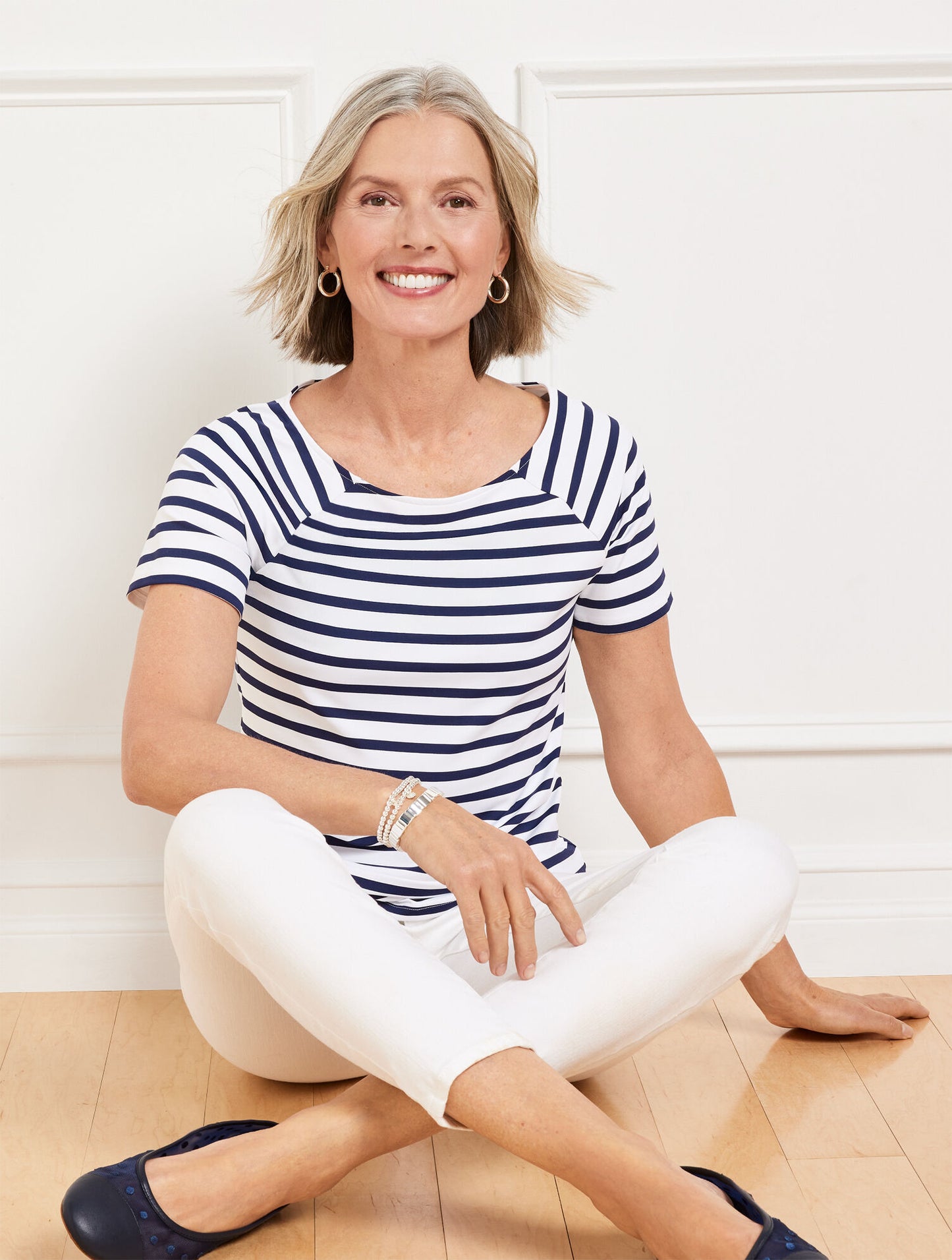 Effortless Jersey Stripe Bateau Neck Tee