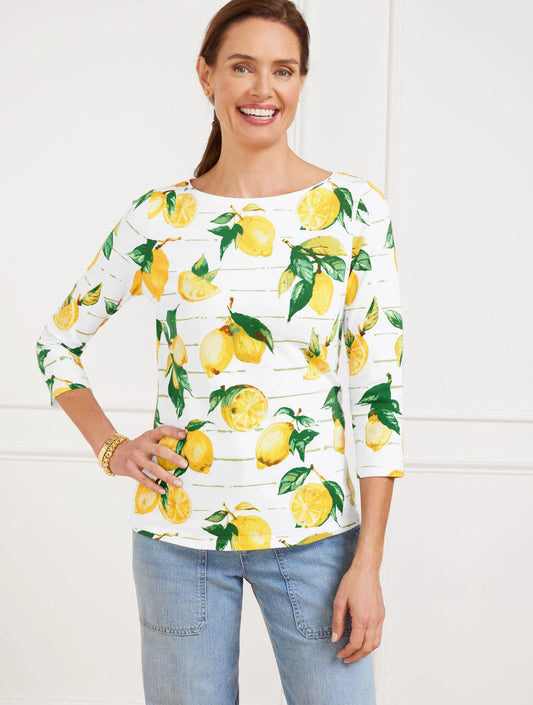 Bateau Neck Tee - Luscious Lemons