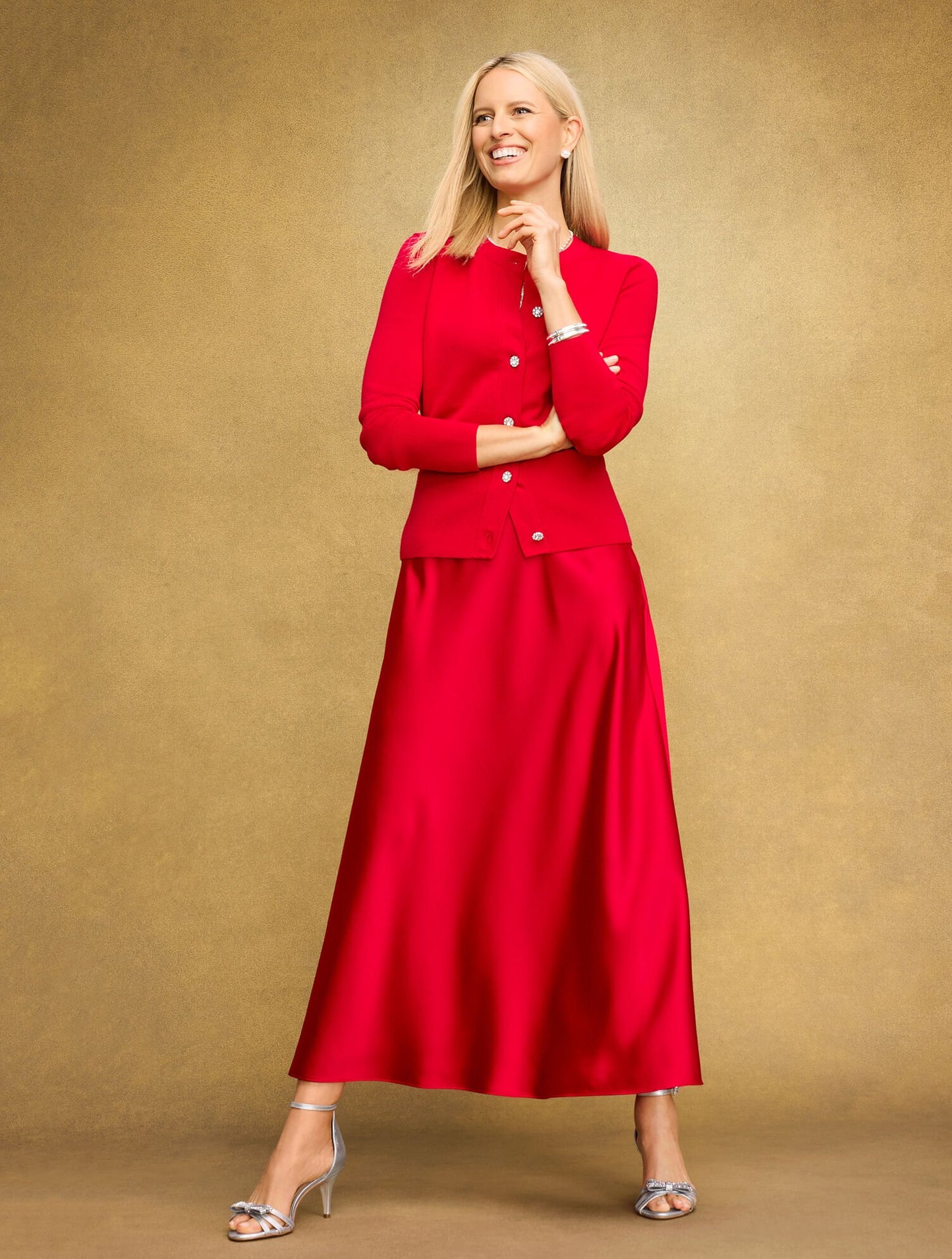 Erica Leather Ankle Strap Sandals - Metallic