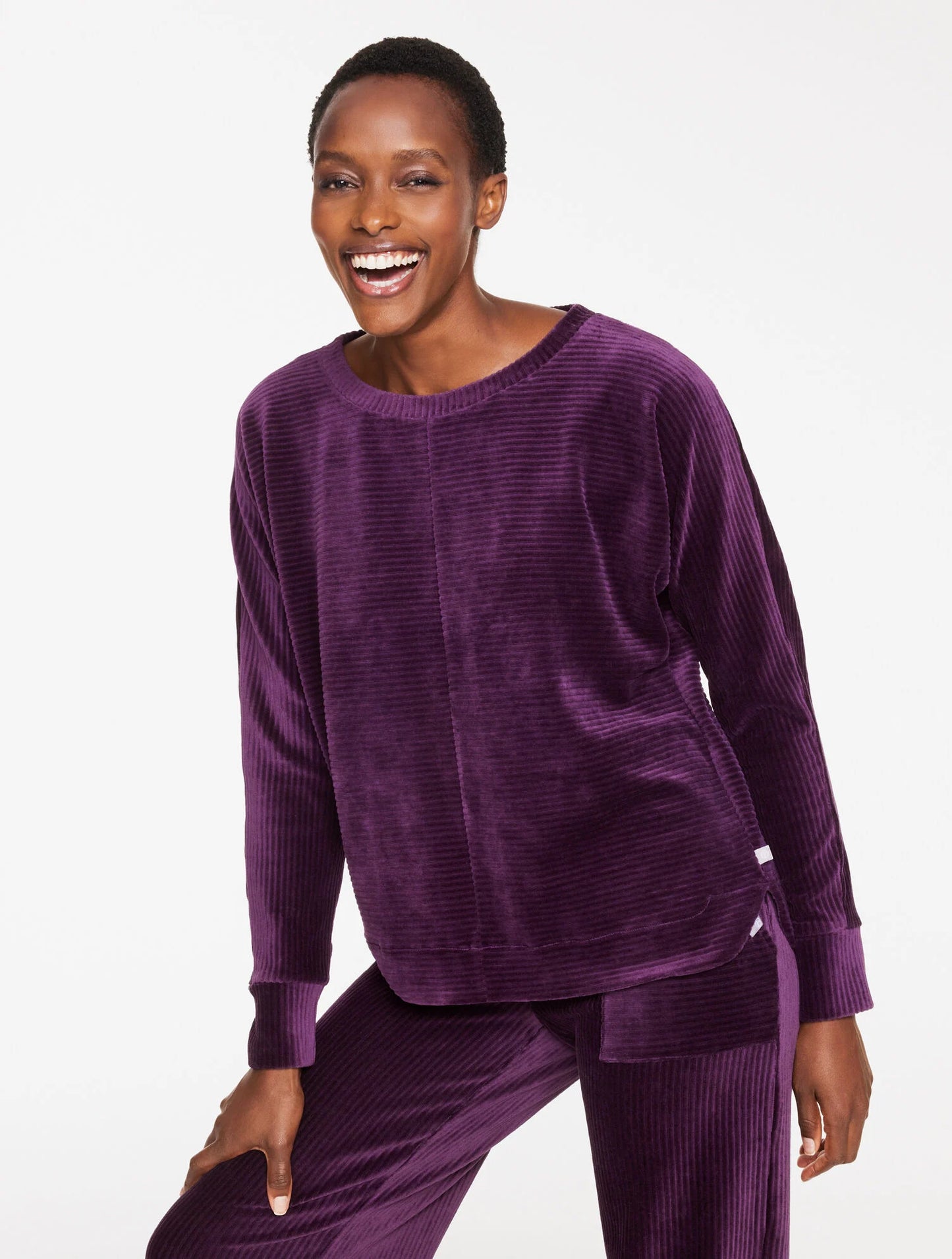 Sky Lounge Velour Dolman Sleeve Pullover