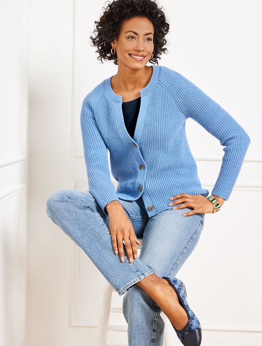 Shaker Stitch V-Neck Cardigan