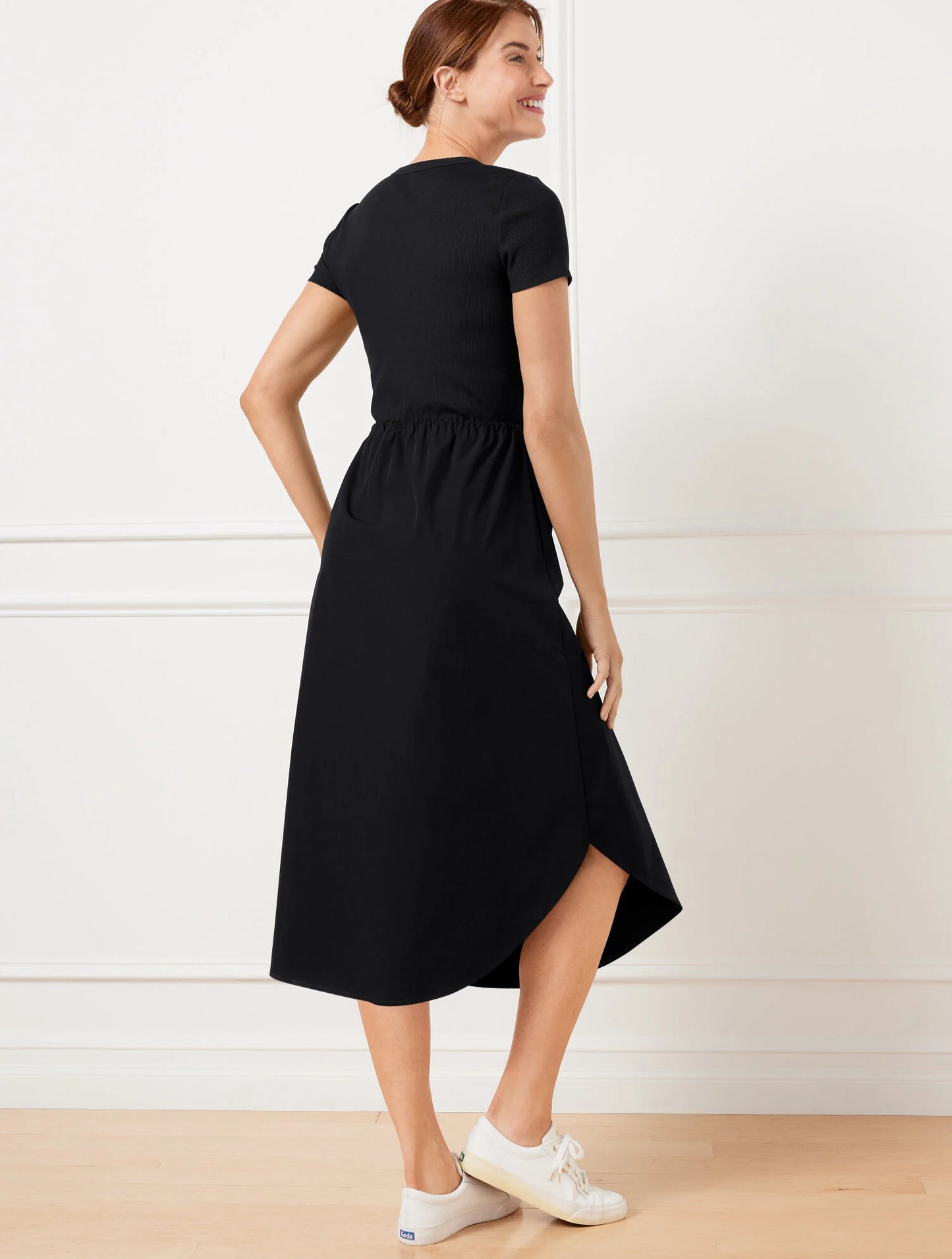 Mixed Media Short Sleeve Dress