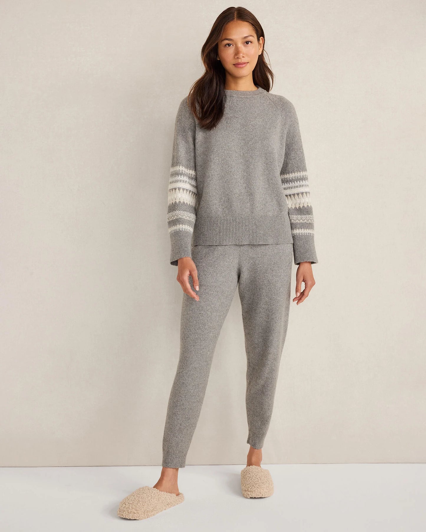 Organic Cotton Blend Nostalgic Fair Isle Crewneck Sweater