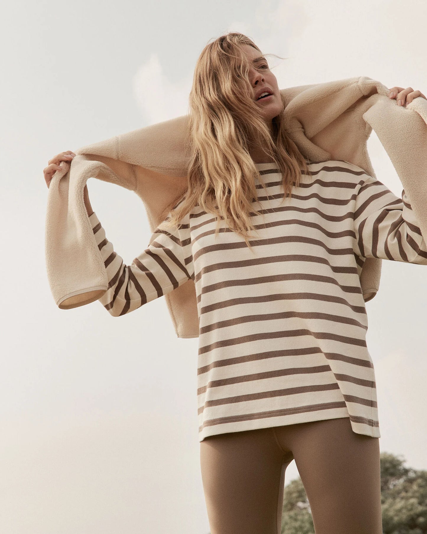 Organic Cotton Stripe Bateau Neck Top