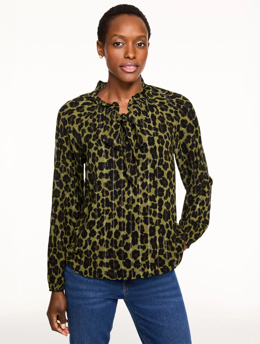 Tie Neck Top - Opulent Ocelot
