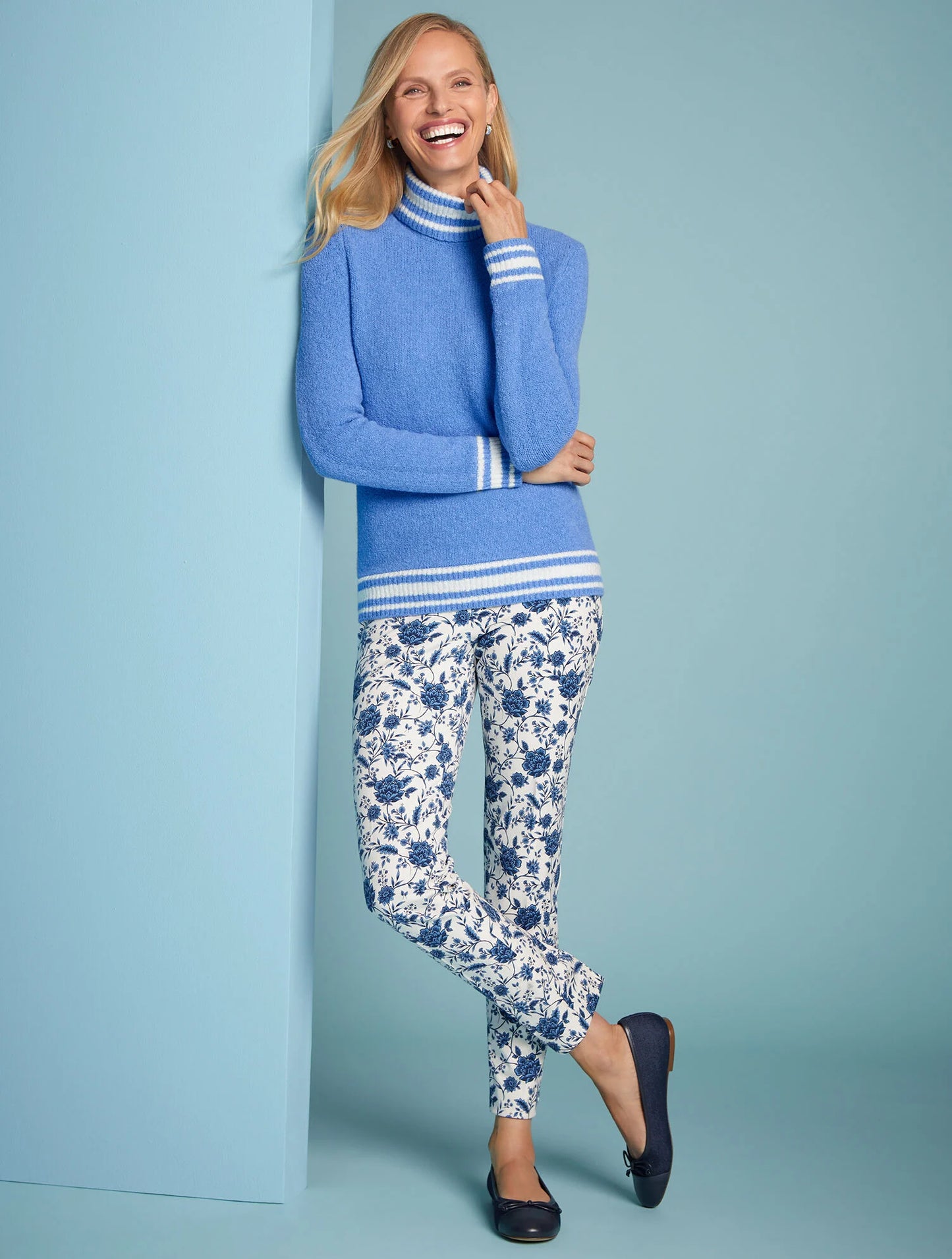 Tipped Stretch Terry Turtleneck