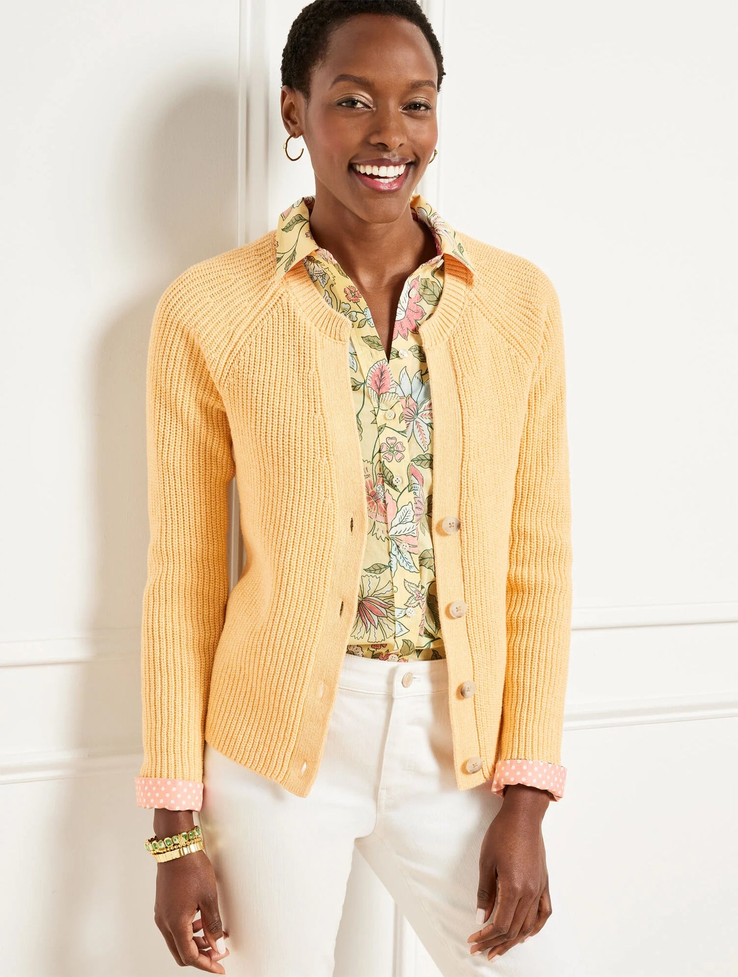 Shaker Stitch V-Neck Cardigan