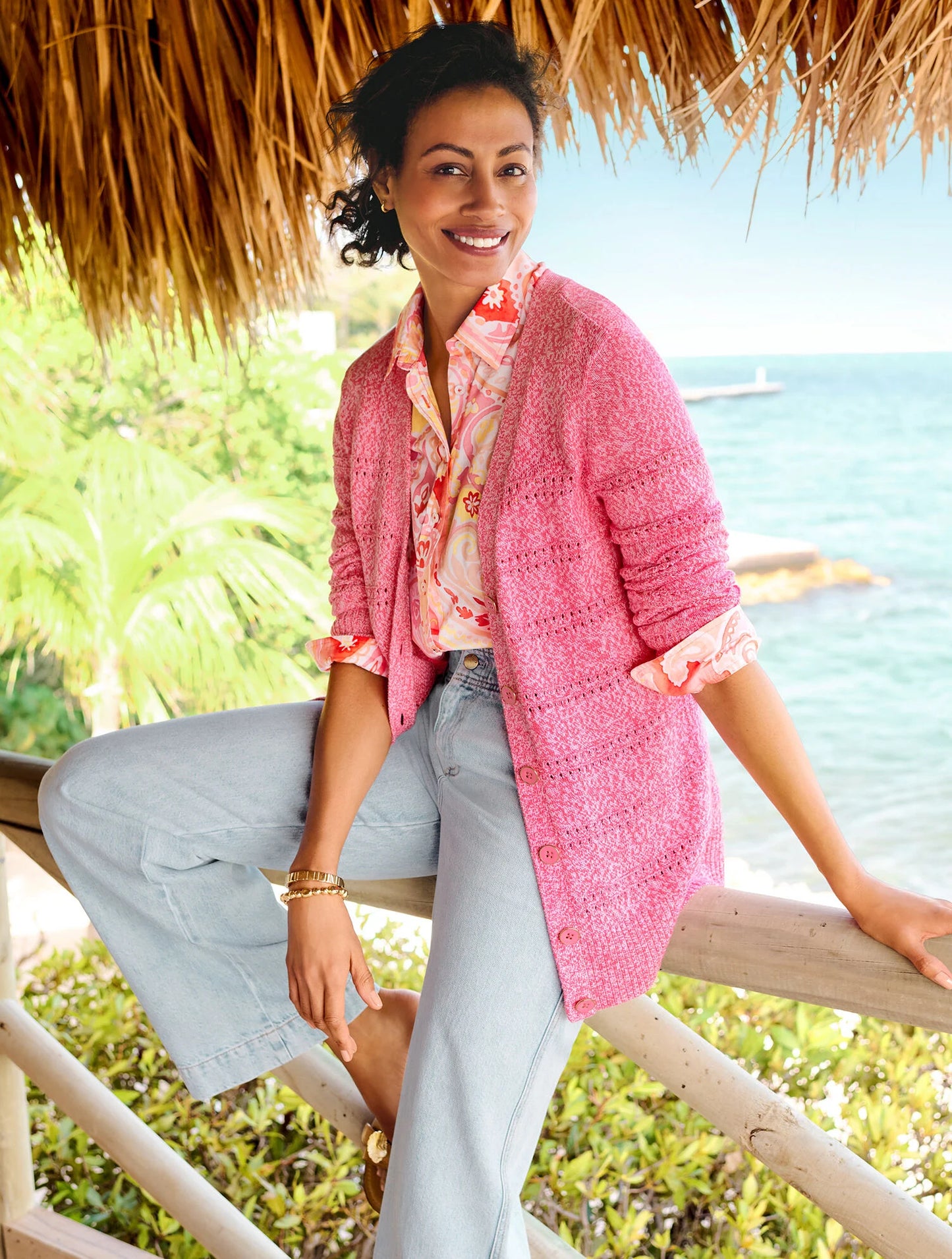 V-Neck Girlfriend Cardigan - Marl