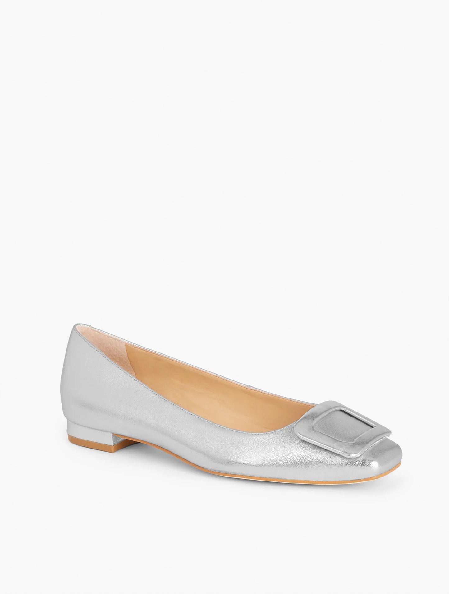 Sutton Buckle Leather Flats - Metallic