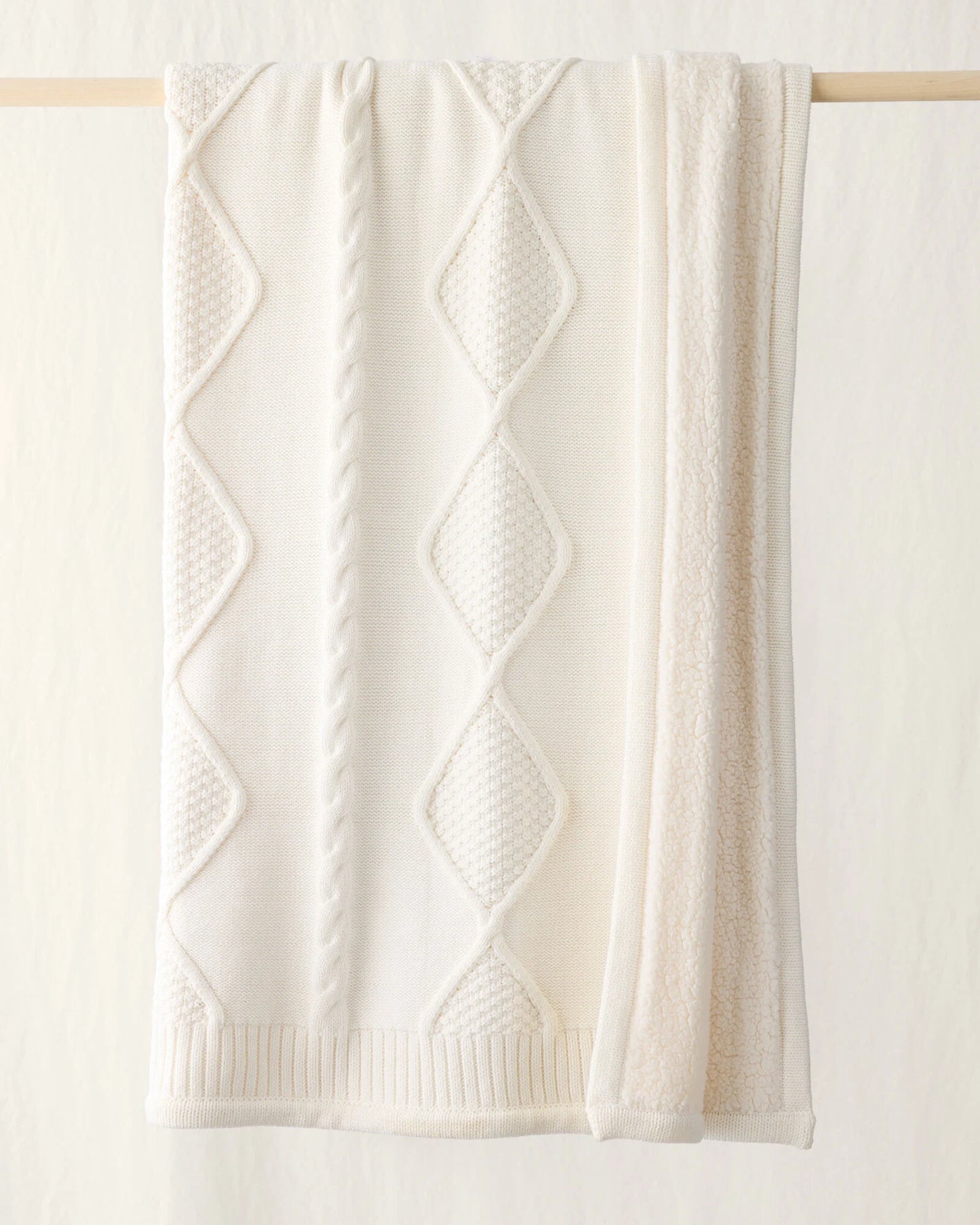 Cotton Cable/Faux Fur Throw