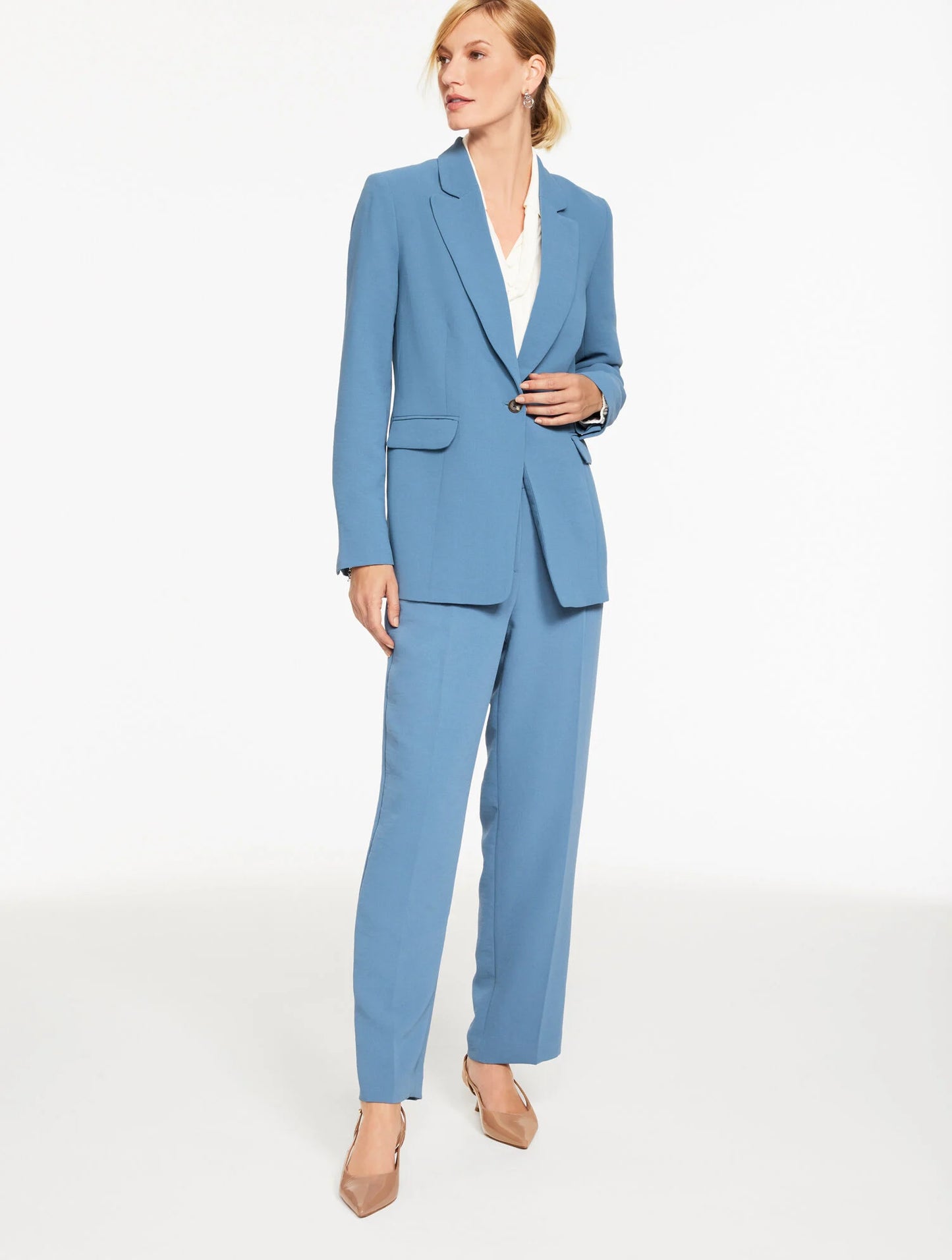 Polished Crepe Single Button Blazer