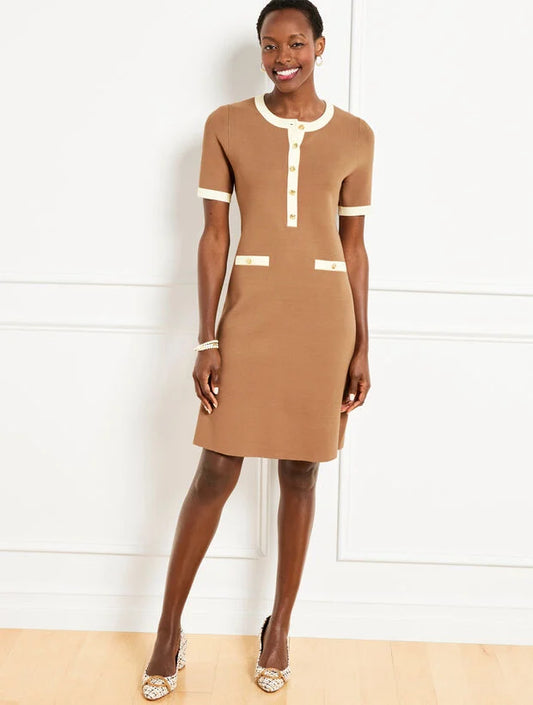 Short Sleeve Tipped Shift Dress