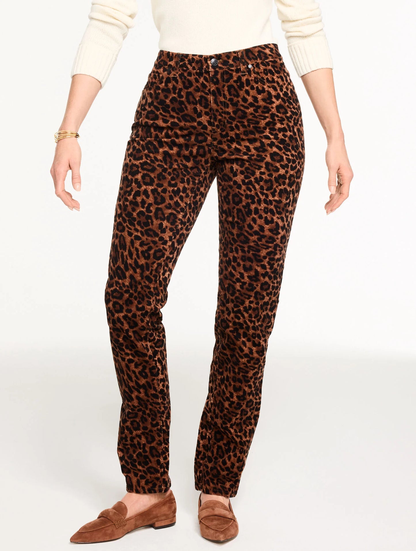 Straight Leg Stretch Corduroy Pants - Spectacular Animal - Curvy Fit