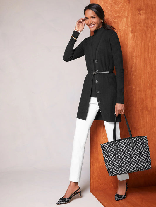 Ribbed V-Neck Cardigan