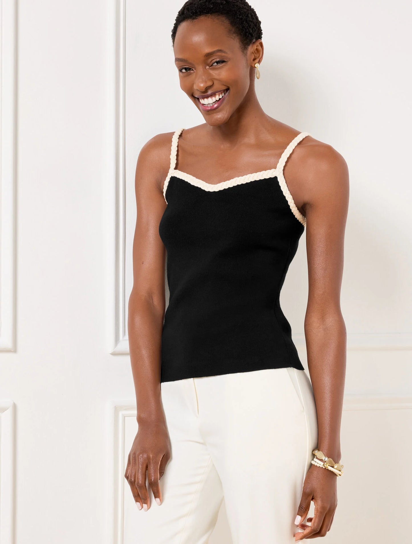 Braided Trim Sweater Shell