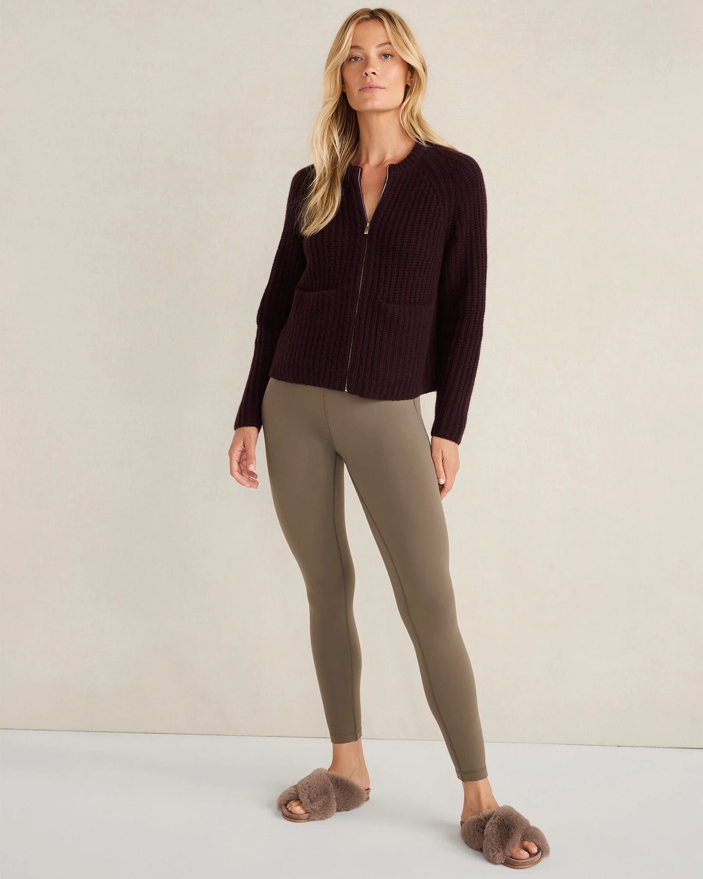 Cashmere Zip Front Bomber Jacket