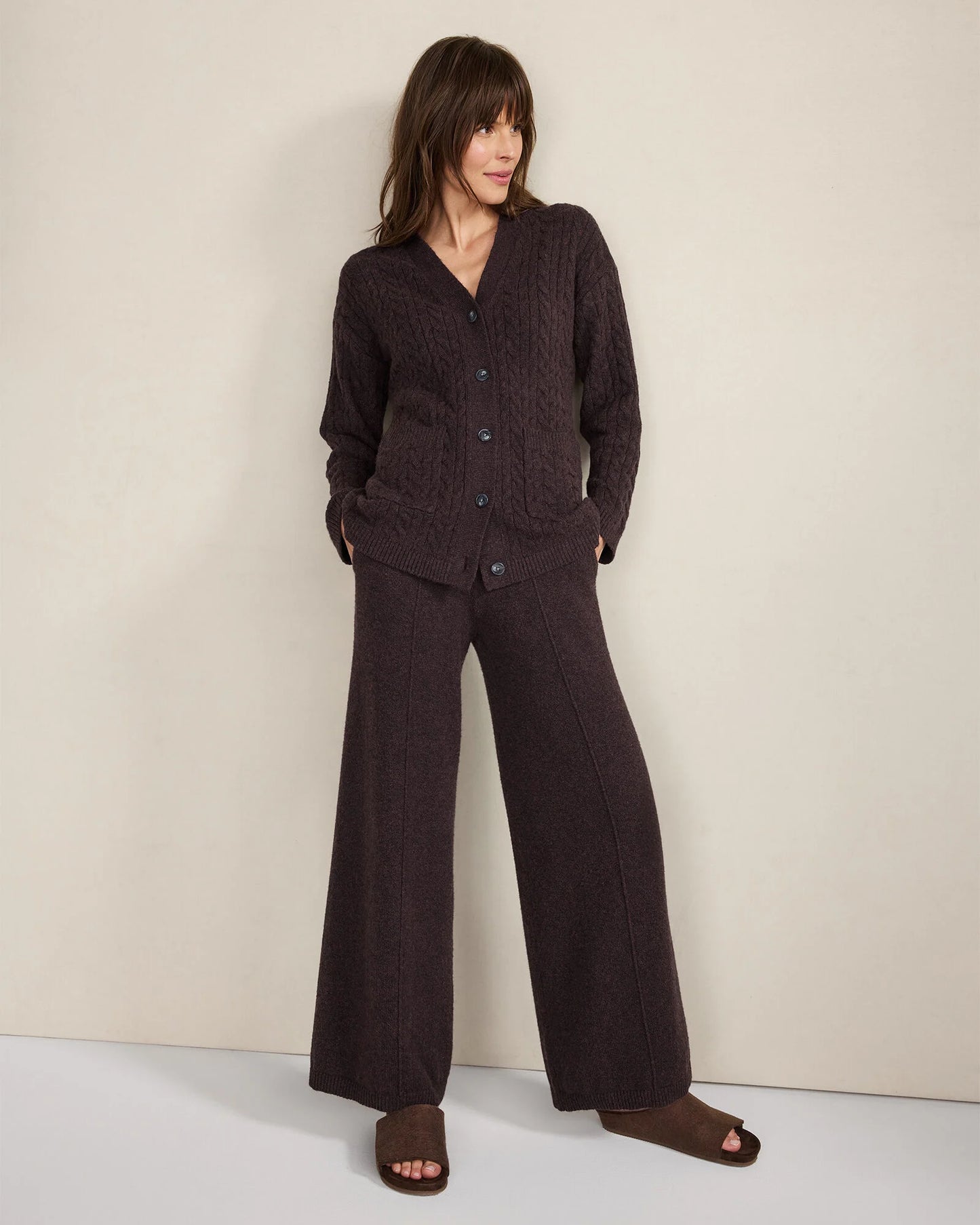 Organic Cotton Blend Gradient Cable Cardigan