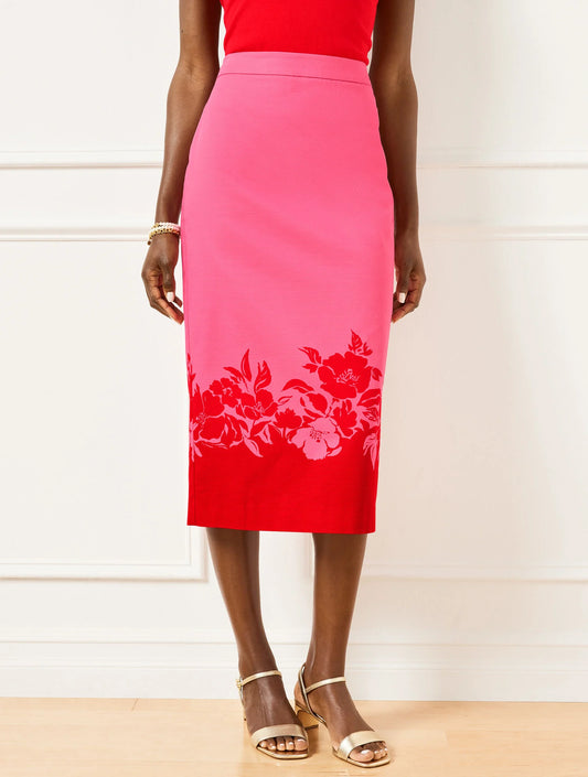 Bicolor Poppy Pencil Skirt