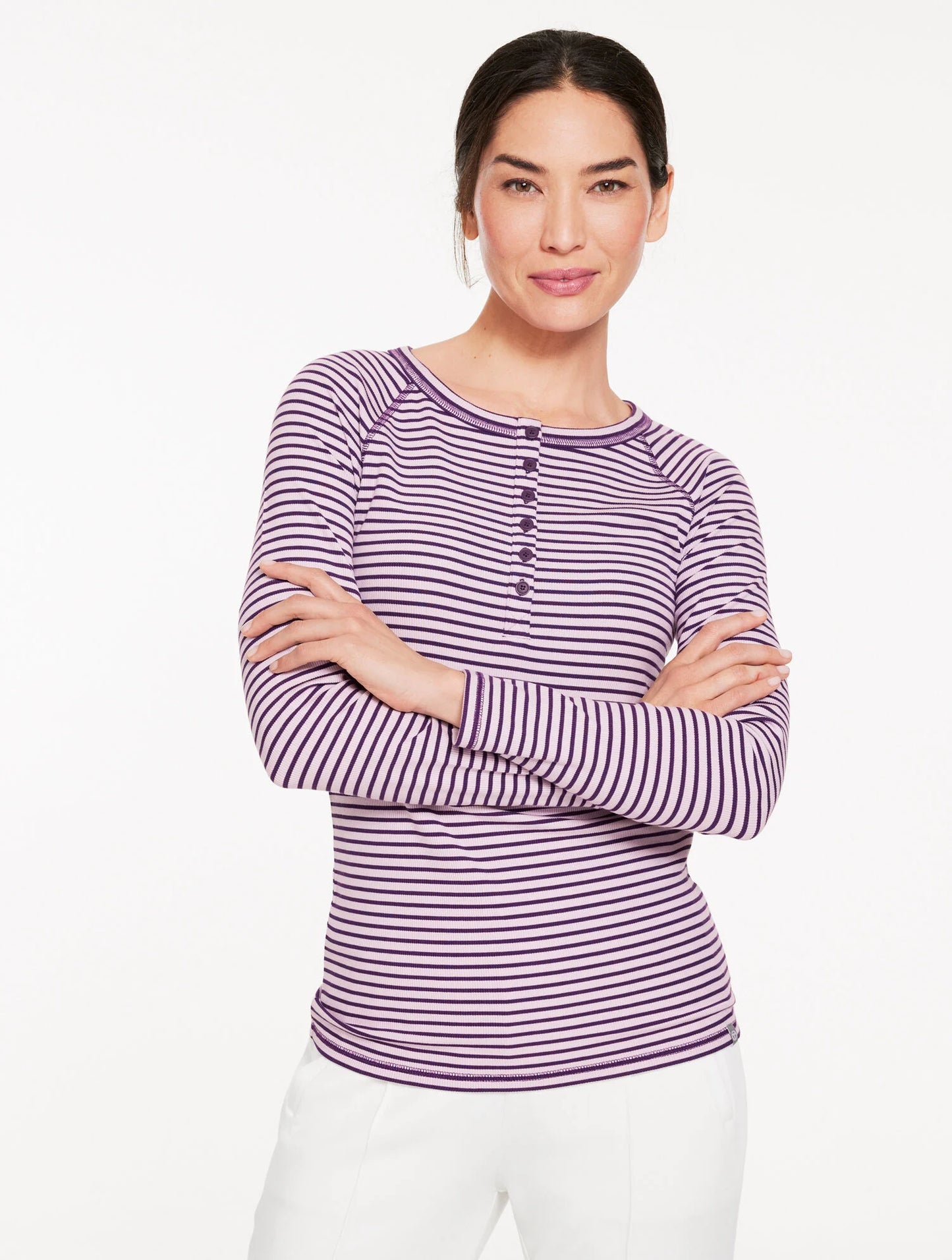 Ribbed Henley Tee - Wimbledon Stripe
