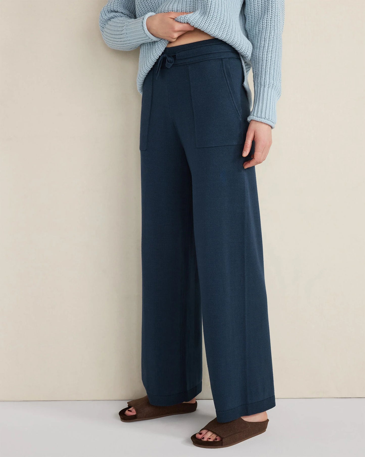 Organic Cotton Knit Wide Leg Pants