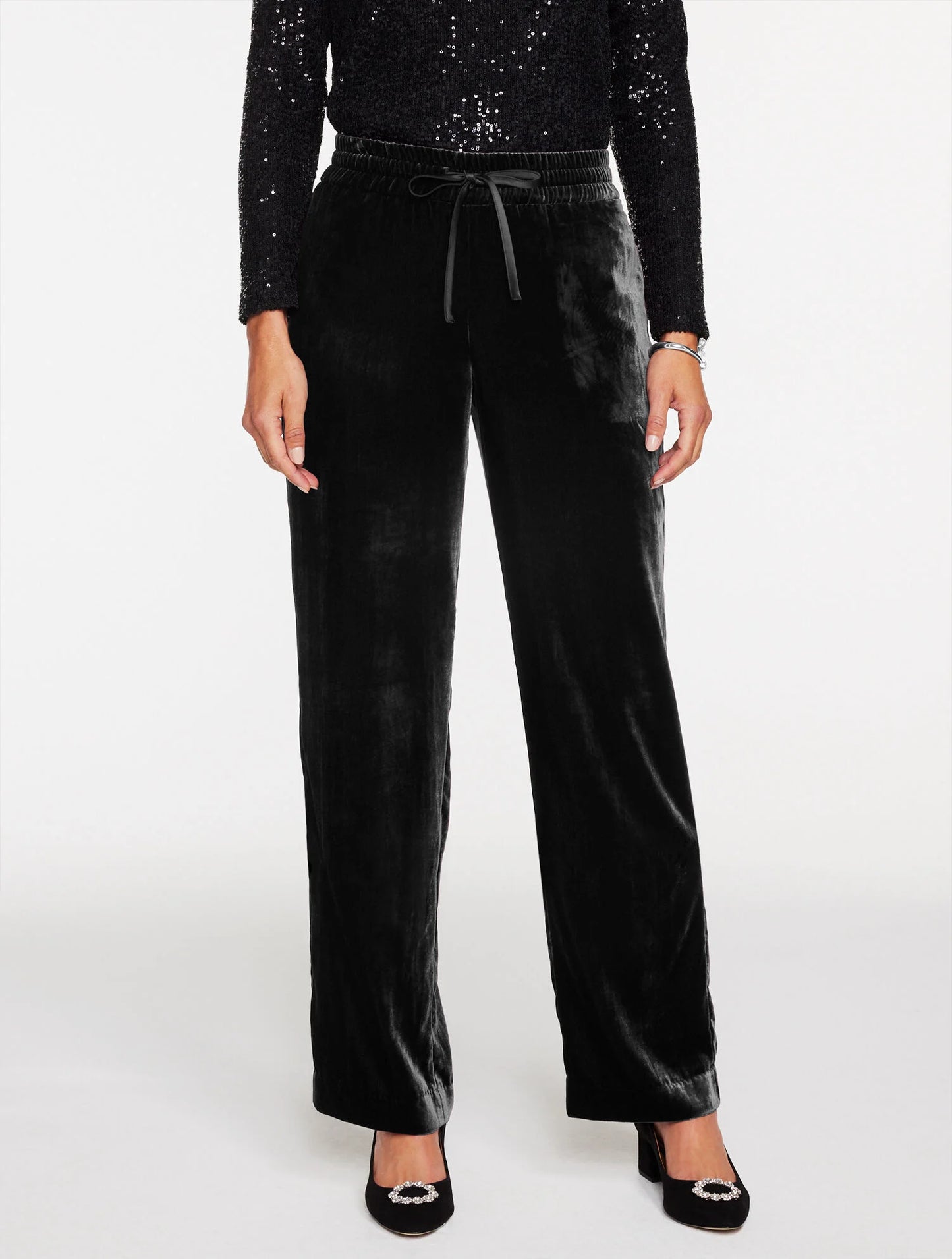 Straight Leg Velvet Pull-On Pants