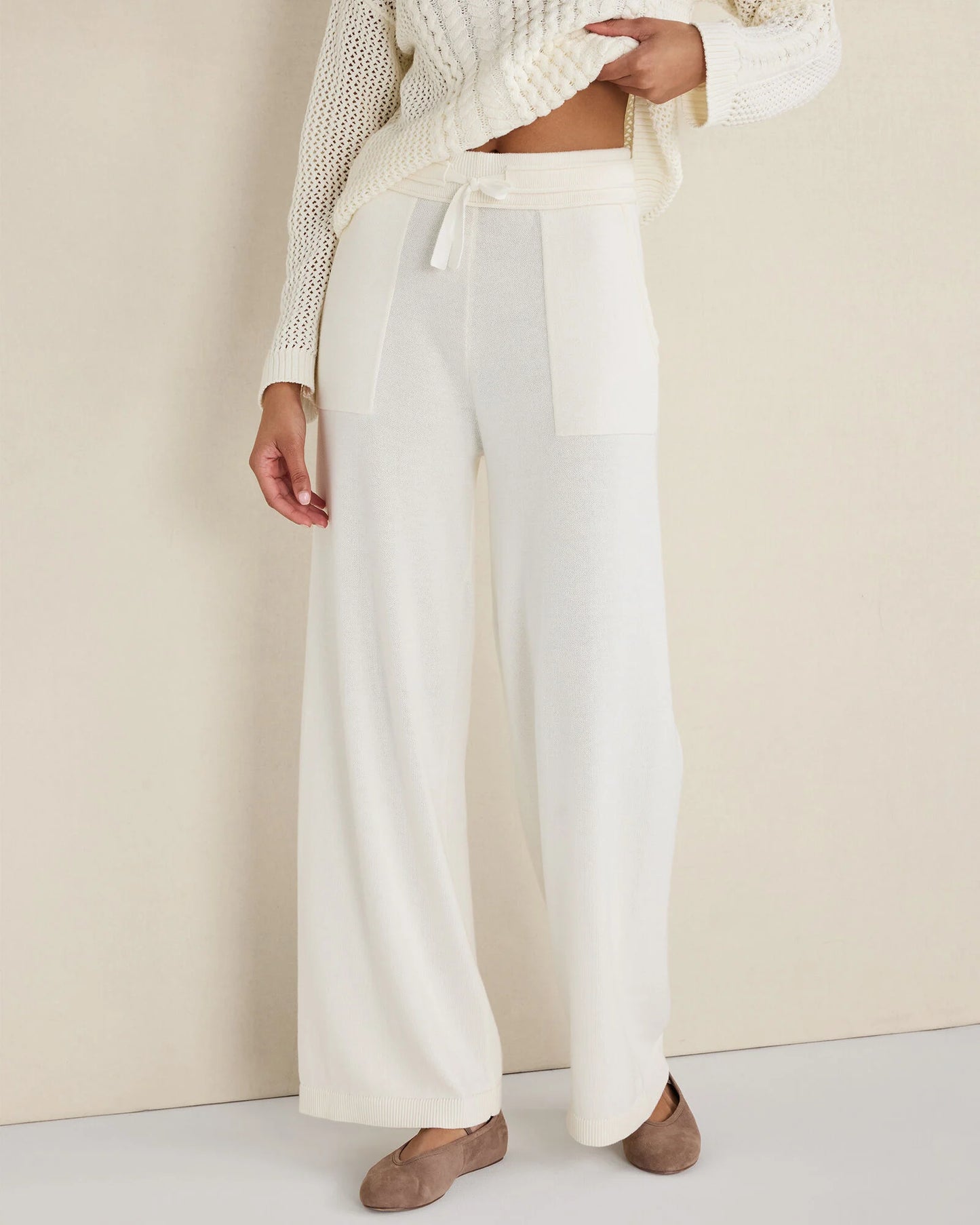 Organic Cotton Knit Wide Leg Pants