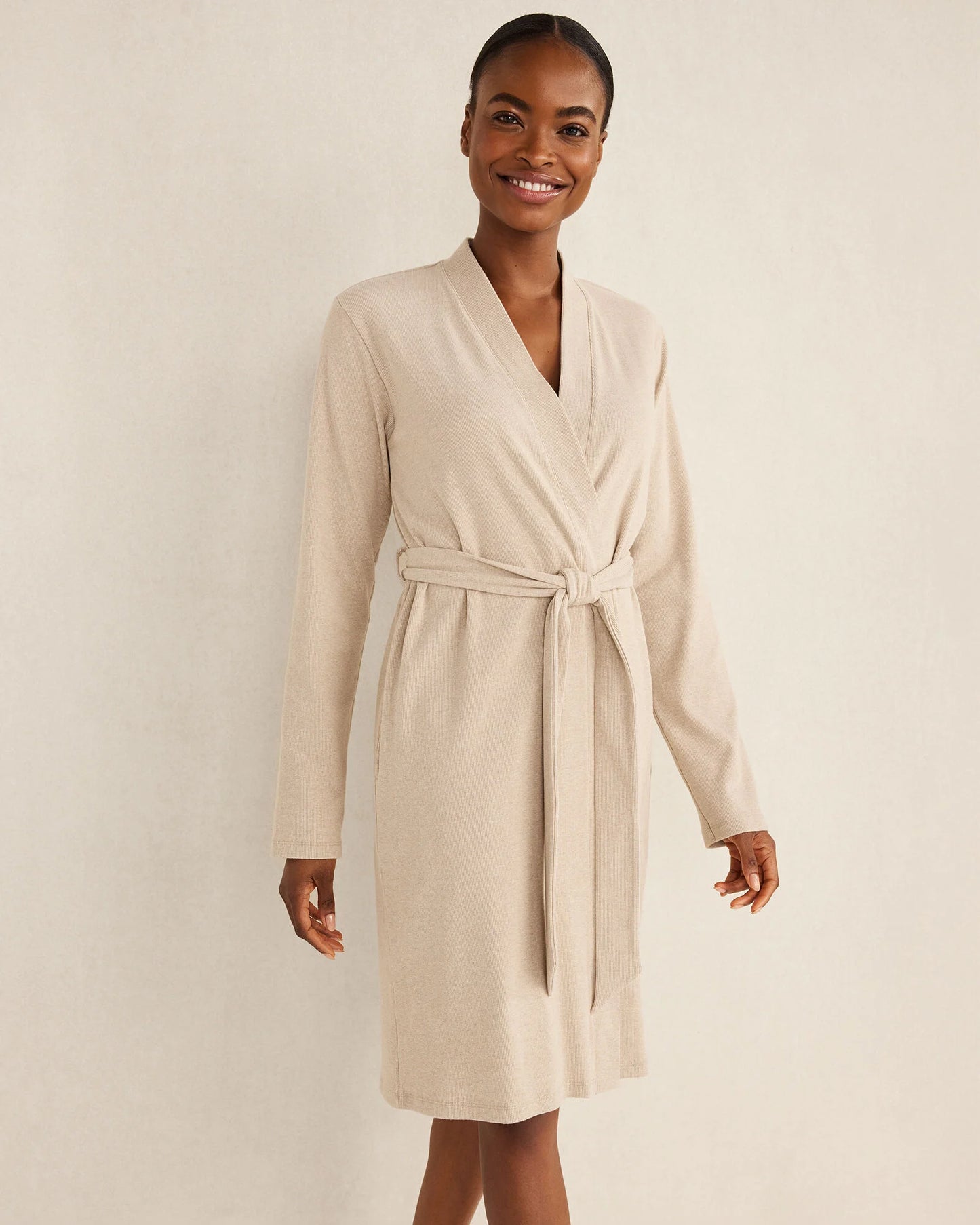 Organic Cotton Rib Knit Robe