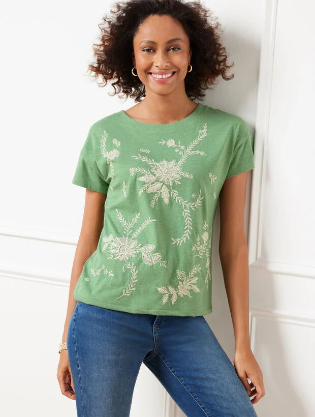 Embroidered Drop Shoulder Tee