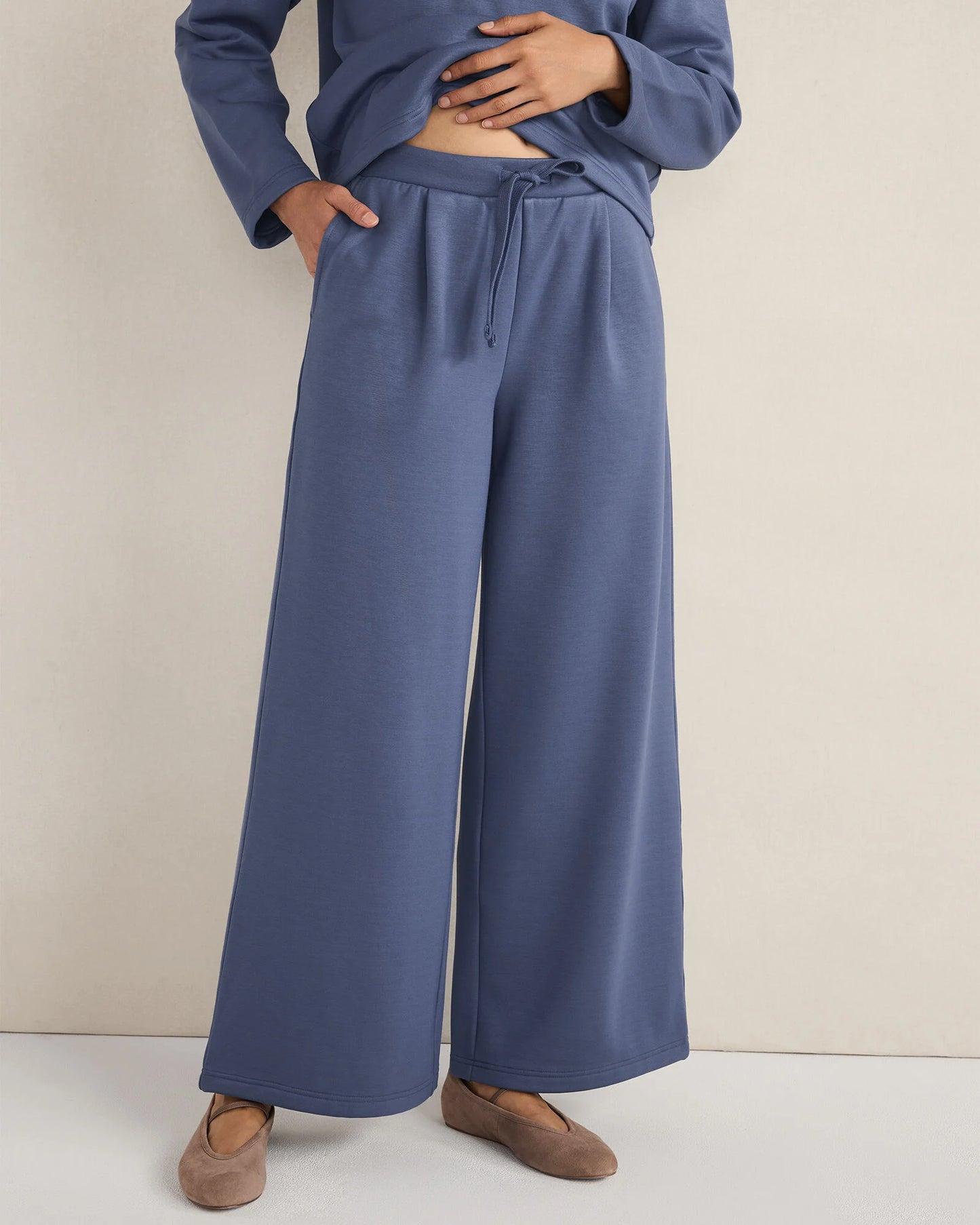 Soft-Brushed Fleece Wide Leg Pants