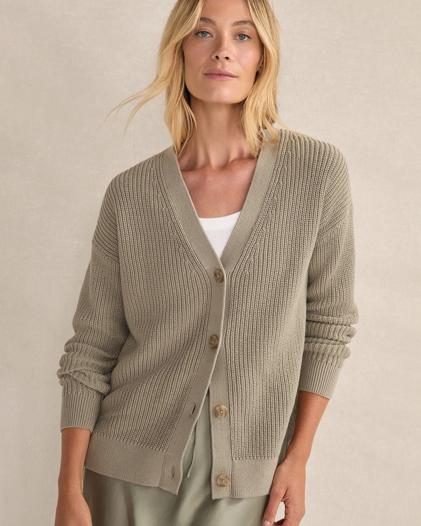 Organic Cotton Shaker Stitch Cardigan