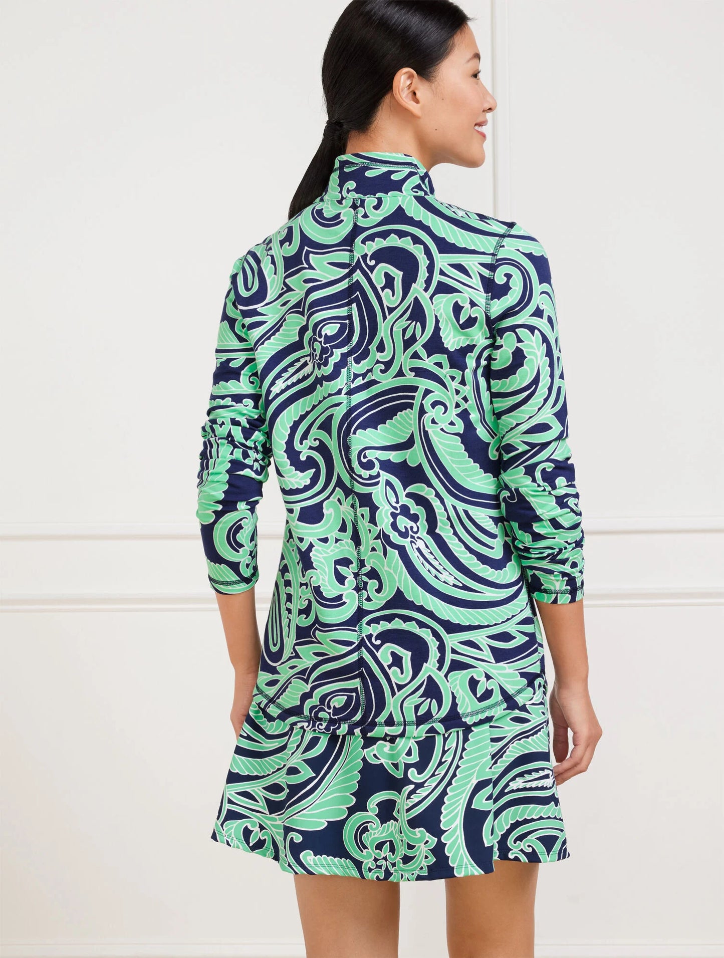 Modal French Terry Half-Zip Pullover - Impressive Paisley