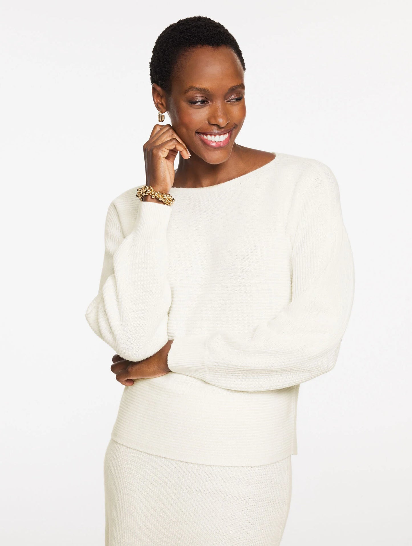 Ribbed Dolman Sleeve Sweater