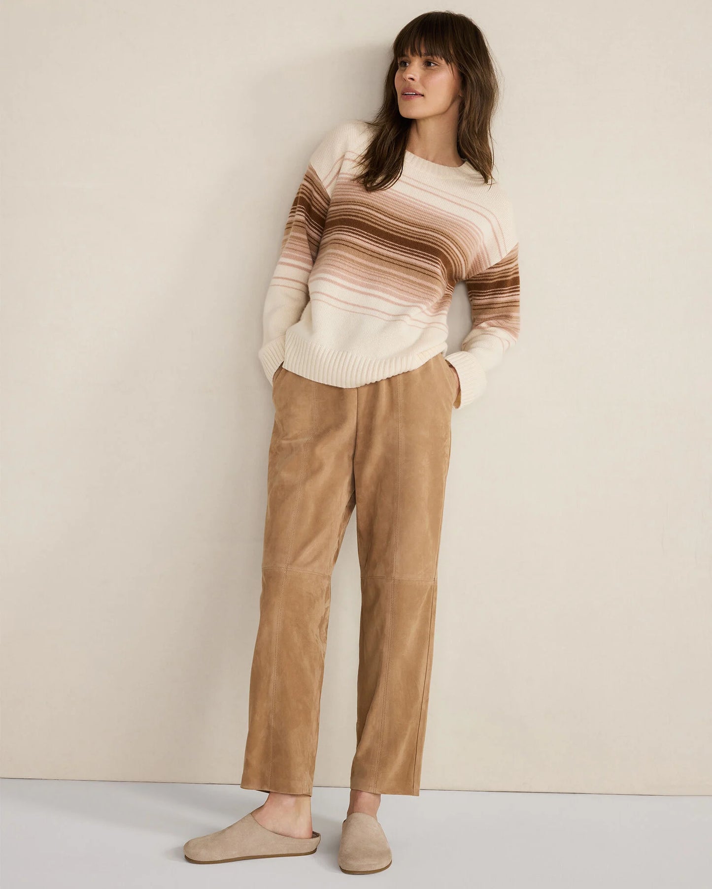 Cashmere Ombré Stripe Crewneck Sweater