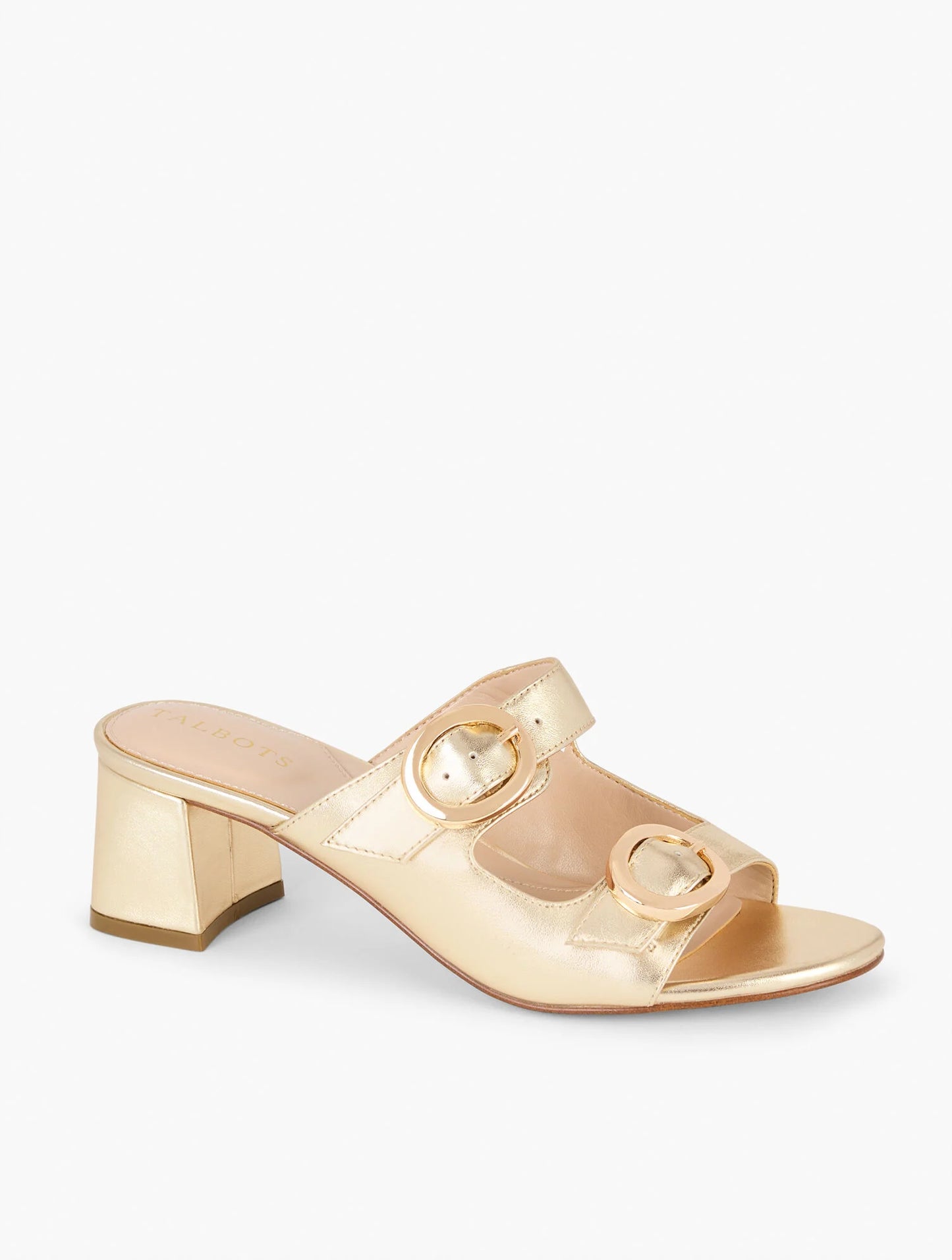 Millie Straps Metallic Nappa Block Heel Sandals