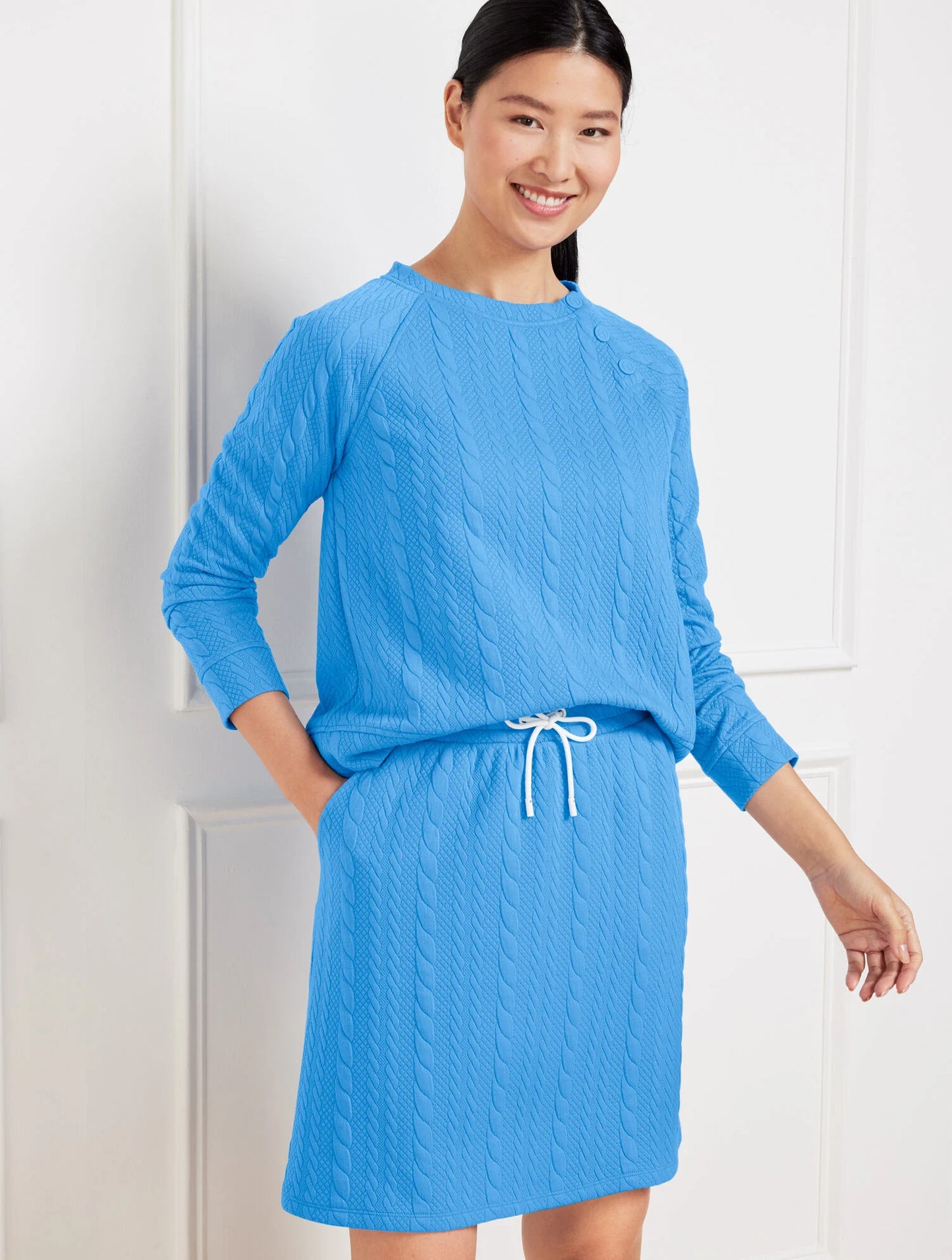 Cable Jacquard Snap Button Sweatshirt