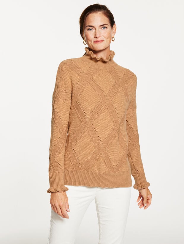 Ruffle Crewneck Sweater - Argyle