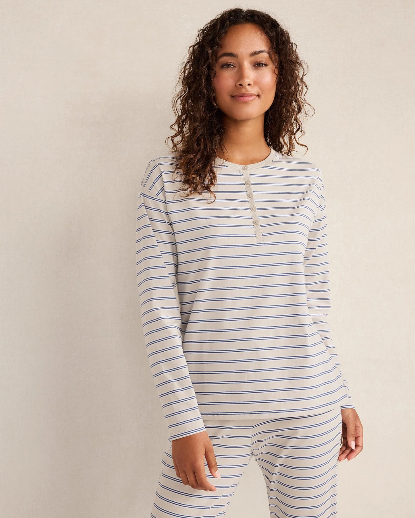 Organic Cotton Jersey Stripe Henley