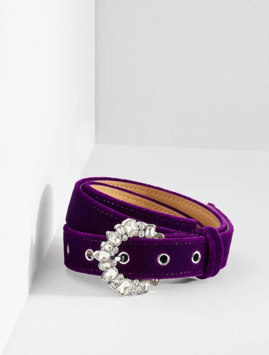 Embellished Crescent Buckle Belt