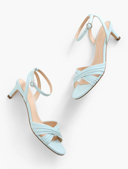 Tallia Pleated Nappa Ankle Strap Heel Sandals