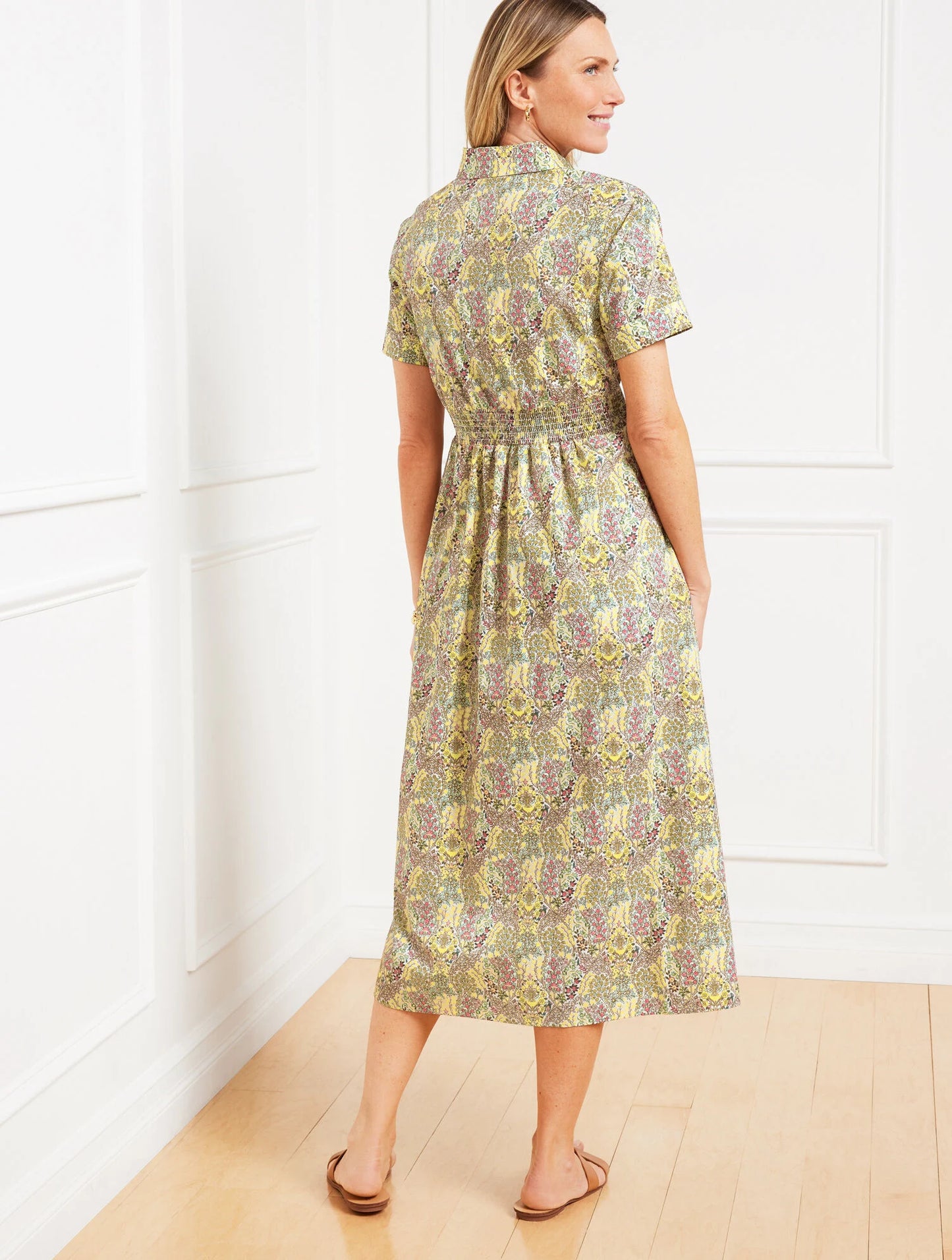 Smocked Poplin Shirtdress - Branching Floral