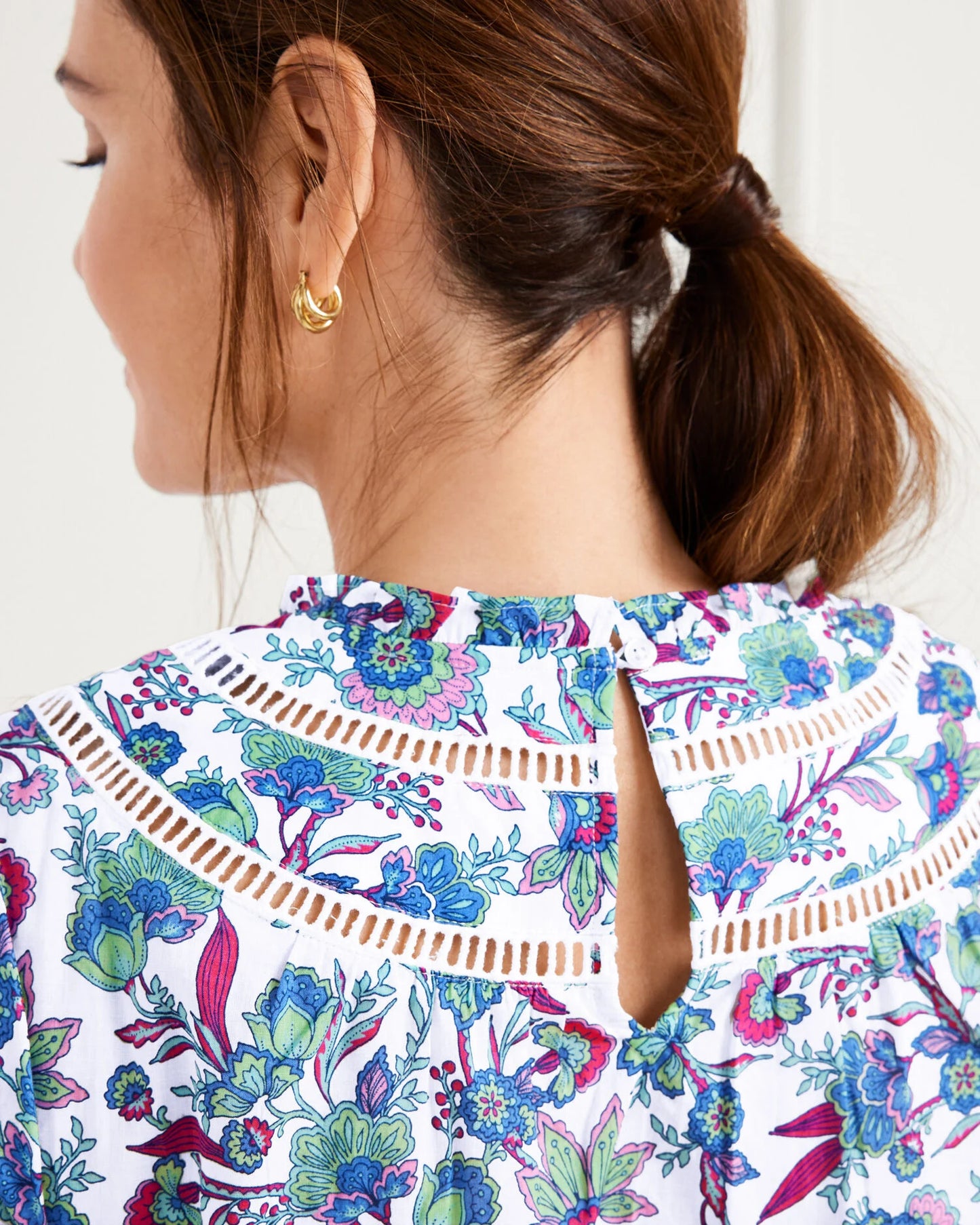 Ruffle Trim Blouse - Flourish Floral